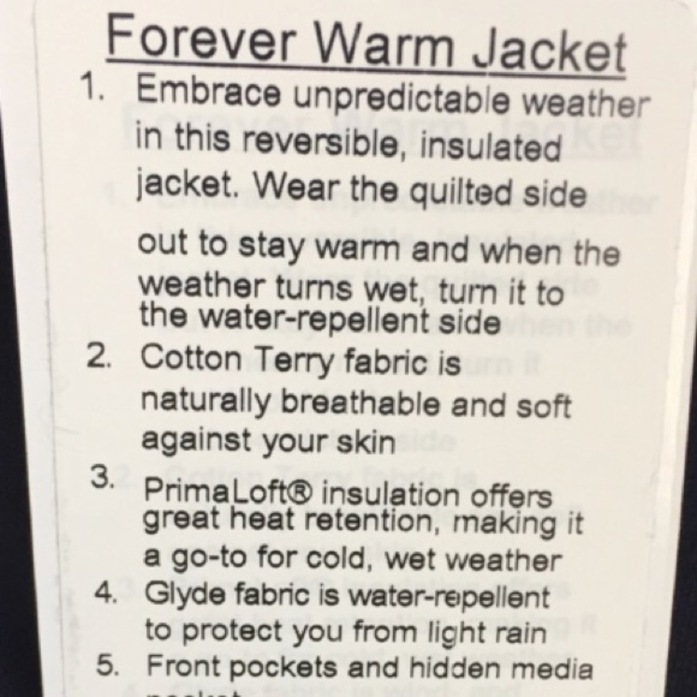 NWT MDNI LULULEMON FOREVER WARM JACKET Size 4 or 6 - Picture 6 of 8